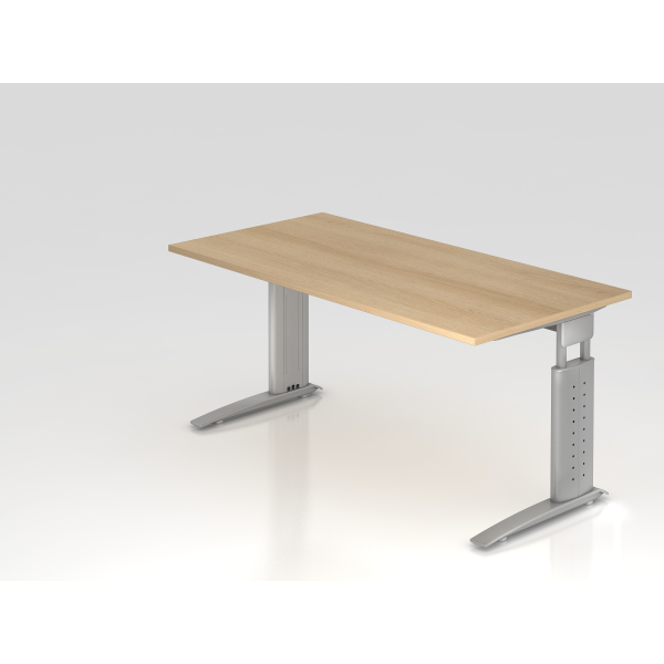 4032062164648 - Schreibtisch VUS manuell höhenverstellbar 86cm (H) 160x80cm (BxT) Eiche   silber 4032062164648 Hammerbacher