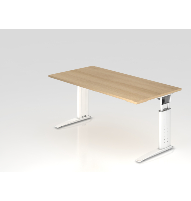 Schreibtisch VUS, manuell h&ouml;henverstellbar, 86cm (H), 160x80cm (BxT), eiche / wei&szlig;