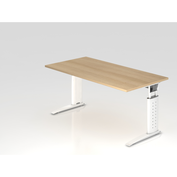 4032062164655 - Schreibtisch VUS manuell höhenverstellbar 86cm (H) 160x80cm (BxT) Eiche   weiß 4032062164655 Hammerbacher