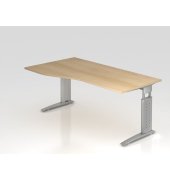 Schreibtisch VUS, manuell h&ouml;henverstellbar, 86cm (H), 180x100cm (BxT), eiche / silber