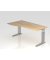 Schreibtisch VUS, manuell h&ouml;henverstellbar, 86cm (H), 180x100cm (BxT), eiche / silber
