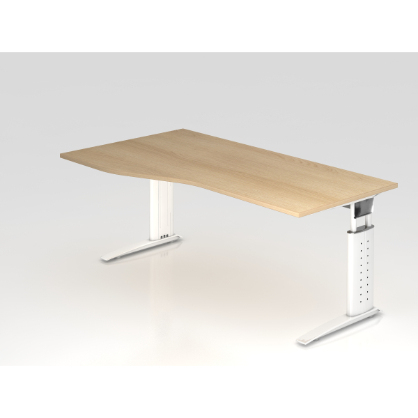 4032062164679 - Schreibtisch VUS manuell höhenverstellbar 86cm (H) 180x100cm (BxT) Eiche   weiß 4032062164679 Hammerbacher