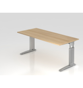 Schreibtisch VUS, manuell h&ouml;henverstellbar, 86cm (H), 180x80cm (BxT), eiche / silber