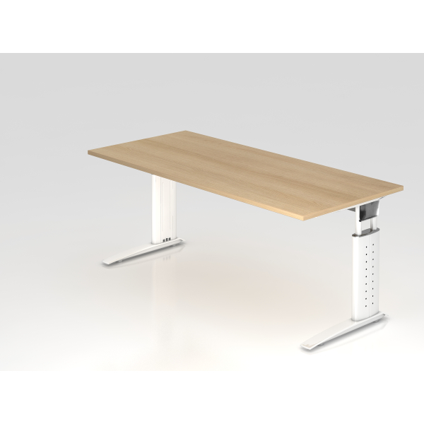 4032062164693 - Schreibtisch VUS manuell höhenverstellbar 86cm (H) 180x80cm (BxT) Eiche   weiß 4032062164693 Hammerbacher