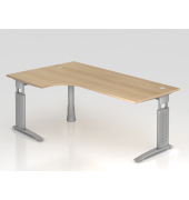 Winkeltisch C-Fu&szlig; 200x120cm 90&deg;EicheSilber