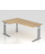 Schreibtisch VUS, manuell h&ouml;henverstellbar, 86cm (H), 200x120cm (BxT), eiche / silber