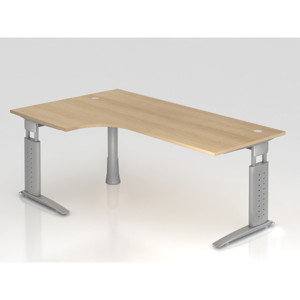 4032062164761 - Schreibtisch VUS manuell höhenverstellbar 86cm (H) 200x120cm (BxT) Eiche   silber 4032062164761 Hammerbacher