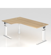 Schreibtisch VUS, manuell h&ouml;henverstellbar, 86cm (H), 200x120cm (BxT), eiche / wei&szlig;