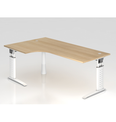 Schreibtisch VUS, manuell h&ouml;henverstellbar, 86cm (H), 200x120cm (BxT), eiche / wei&szlig;
