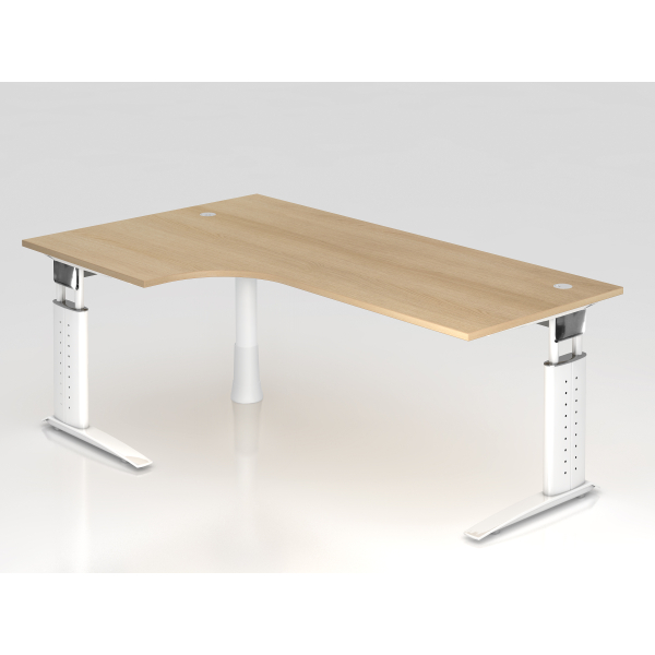 4032062164778 - Schreibtisch VUS manuell höhenverstellbar 86cm (H) 200x120cm (BxT) Eiche   weiß 4032062164778 Hammerbacher