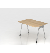 Schreibtisch VAS, manuell h&ouml;henverstellbar, 76cm (H), 120x80cm (BxT), eiche / silber