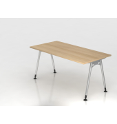 Schreibtisch VAS, manuell h&ouml;henverstellbar, 76cm (H), 160x80cm (BxT), eiche / silber