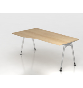 Schreibtisch VAS, manuell h&ouml;henverstellbar, 76cm (H), 180x100cm (BxT), eiche / silber