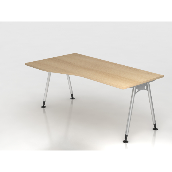 4032062164815 - Schreibtisch VAS manuell höhenverstellbar 76cm (H) 180x100cm (BxT) Eiche   silber 4032062164815 Hammerbacher