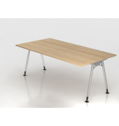 Schreibtisch VAS, manuell h&ouml;henverstellbar, 76cm (H), 200x100cm (BxT), eiche / silber