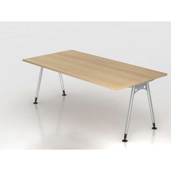 4032062164846 - Schreibtisch VAS manuell höhenverstellbar 76cm (H) 200x100cm (BxT) Eiche   silber 4032062164846 Hammerbacher