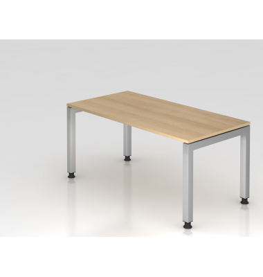 Schreibtisch VJS, manuell h&ouml;henverstellbar, 76cm (H), 160x80cm (BxT), eiche / silber