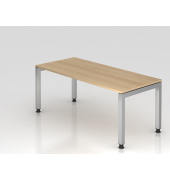 Schreibtisch VJS, manuell h&ouml;henverstellbar, 76cm (H), 180x80cm (BxT), eiche / silber