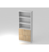 Regal 5OH, 2HR,Sockelblende RE Wei&szlig;Eiche