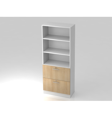 Regal 5OH, 2HR,Sockelblende RE Wei&szlig;Eiche