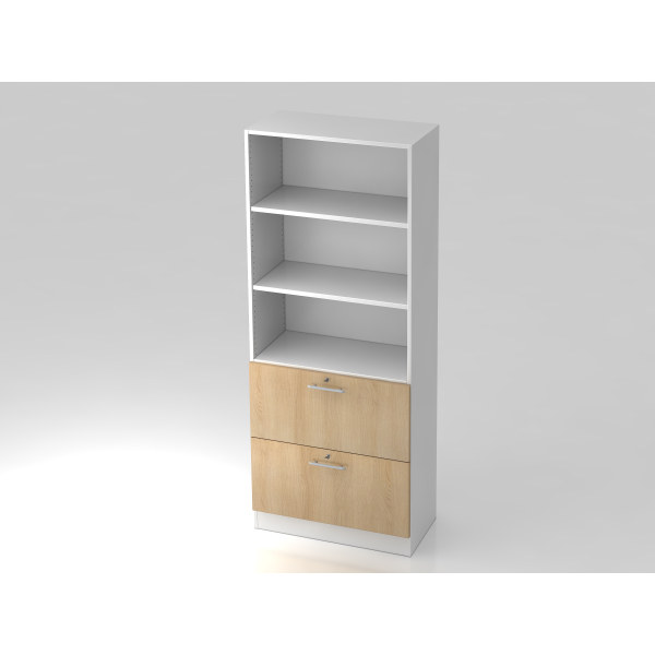 4032062166031 - PRO SIGNA G 7300 RE - 5 OH Weiß Eiche Schrank mit Hängeregistratur (abschließbar) Relinggriff Kunststoff