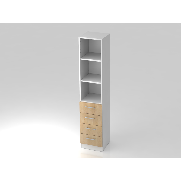 4032062166062 - PRO SIGNA G 7600 RE - 5 OH Weiß Eiche Schrank mit 4 Schüben Relinggriff Kunststoff