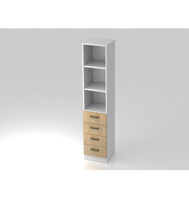 Regal 5OH, 4 Sch&uuml;be,SO-Bl. SG Wei&szlig;Eiche