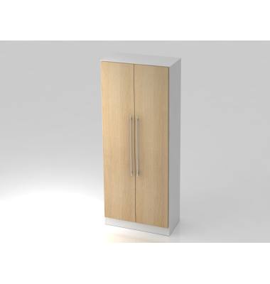 Fl&uuml;gelt&uuml;renschrank V7 V7100/W/E/RE, 5 OH, wei&szlig;/eiche, 80x200,4x42cm (BxHxT)