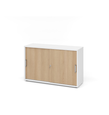 Schiebet&uuml;renschrank V1752/V1753 V1752S/W/E/CE, abschlie&szlig;bar, 2 OH, wei&szlig;/eiche, 120x74,8x40cm (BxHxT)