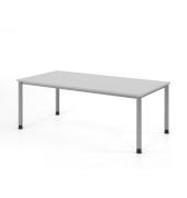 Schreibtisch VHS, manuell h&ouml;henverstellbar, 81cm (H), 200x100cm (BxT), grau / silber