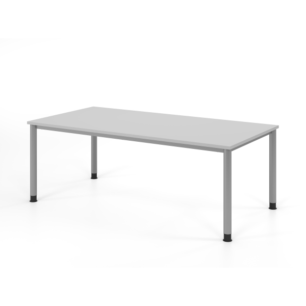 4032062166406 - HAMMERBACHER Orbis höhenverstellbarer Schreibtisch lichtgrau rechteckig 4-Fuß-Gestell silber 2000 x 1000 cm