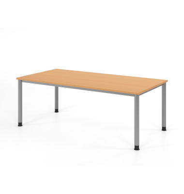 Schreibtisch VHS, manuell h&ouml;henverstellbar, 81cm (H), 200x100cm (BxT), buche / silber