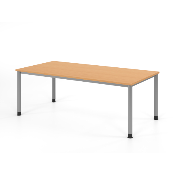 4032062166413 - HAMMERBACHER Orbis höhenverstellbarer Schreibtisch buche rechteckig 4-Fuß-Gestell silber 2000 x 1000 cm