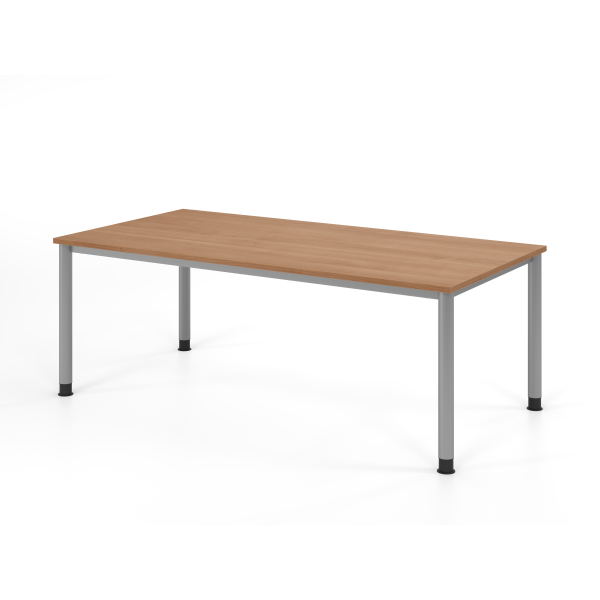 4032062166437 - Schreibtisch VHS manuell höhenverstellbar 81cm (H) 200x100cm (BxT) Nussbaum   silber 4032062166437 Hammerbacher
