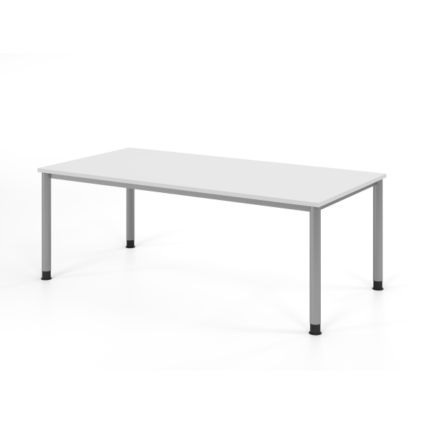 4032062166444 - Schreibtisch VHS manuell höhenverstellbar 81cm (H) 200x100cm (BxT) Weiß   silber 4032062166444 Hammerbacher