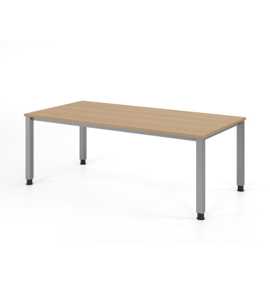 Schreibtisch VQS, manuell h&ouml;henverstellbar, 81cm (H), 200x100cm (BxT), eiche / silber