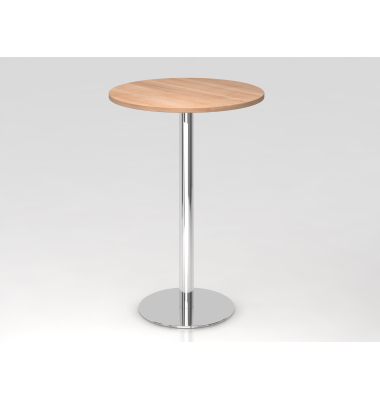 Stehtisch VSTH 111,6cm (H), 80x80cm (BxT), rund, nussbaum / chrom
