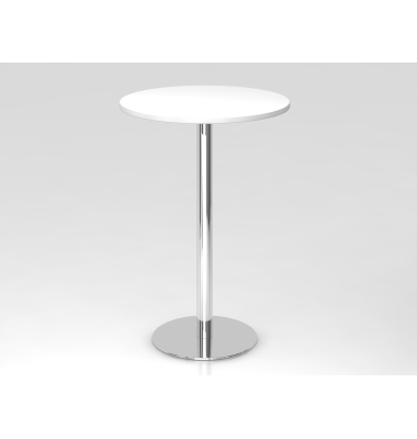 Stehtisch VSTH 111,6cm (H), 80x80cm (BxT), rund, wei&szlig; / chrom