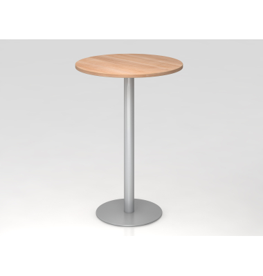 Stehtisch VSTH 111,6cm (H), 80x80cm (BxT), rund, nussbaum / silber
