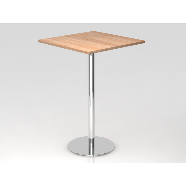 4032062166758 - Stehtisch LxB 800 x 800 mm 1116 mm hoch Gestell verchromt Platte Nussbaum-Dekor kaiserkraft