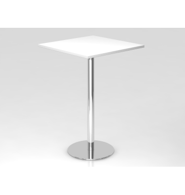 Stehtisch VSTH 111,6cm (H), 80x80cm (BxT), quadratisch, wei&szlig; / chrom