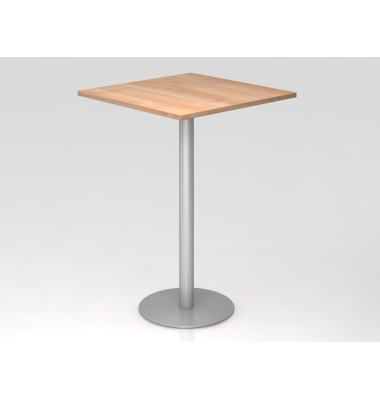 Stehtisch VSTH 111,6cm (H), 80x80cm (BxT), quadratisch, nussbaum / silber