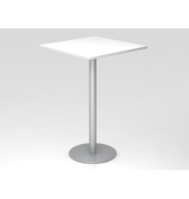 Stehtisch VSTH 111,6cm (H), 80x80cm (BxT), quadratisch, wei&szlig; / silber