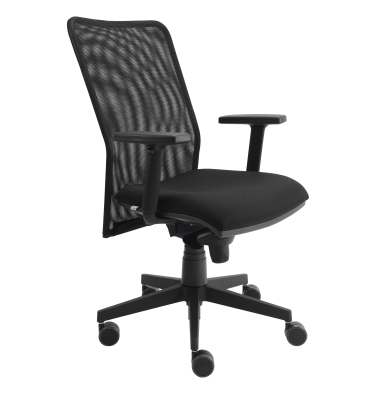 B&uuml;rodrehstuhl Solid 2, schwarz / schwarz, mit Armlehnen, bis 140kg, ohne Kopfst&uuml;tze
