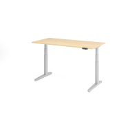 Sitz-Steh-Schreibtisch VXBHM, elektrisch h&ouml;henverstellbar, 129cm (H), 160x80cm (BxT), ahorn / silber