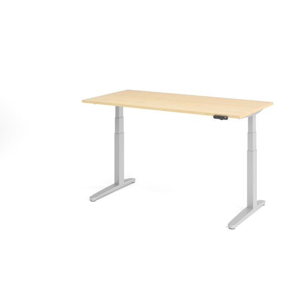 4032062167175 - Schreibtisch TOPAS LINE elektrisch höhenverstellbar C-Fuß B 1600 x T 800 x H 650-1300 mm Ahorn alusilber + Memoryschalter Kabelkanal