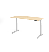 Sitz-Steh-Schreibtisch VXBHM, elektrisch h&ouml;henverstellbar, 129cm (H), 180x80cm (BxT), ahorn / silber