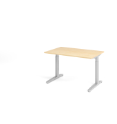 Schreibtisch VXB, manuell h&ouml;henverstellbar, 85cm (H), 120x80cm (BxT), ahorn / silber
