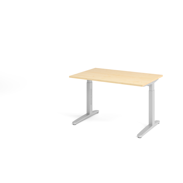 4032062167359 - eurokraft pro ANNY - Schreibtisch mit C-Fußgestell höhenverstellbar 650 - 850 mm Breite 1200 mm Ahorn-Dekor   weißaluminium