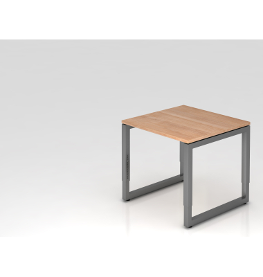 Schreibtisch VRS, manuell h&ouml;henverstellbar, 85cm (H), 80x80cm (BxT), nussbaum / graphit
